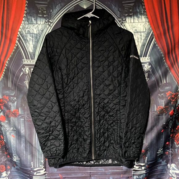 Columbia Puffer Jacket Women's S Black Quilted Full-Zip Insulated Hooded Winter - Picture 1 of 9